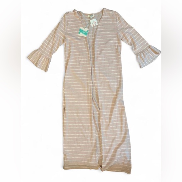 Umgee Sweaters - Umgee maxi duster pink and white NWT size Large